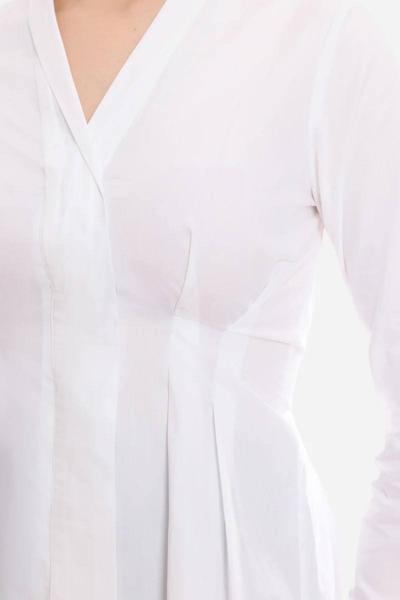 Alim|100% Cotton Pleated Fit & Flare Shirt