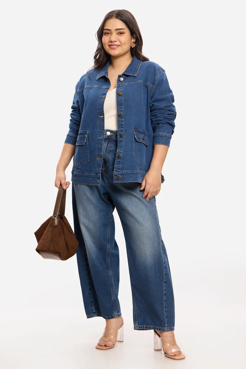 Adelaine|Cotton Denim Jacket