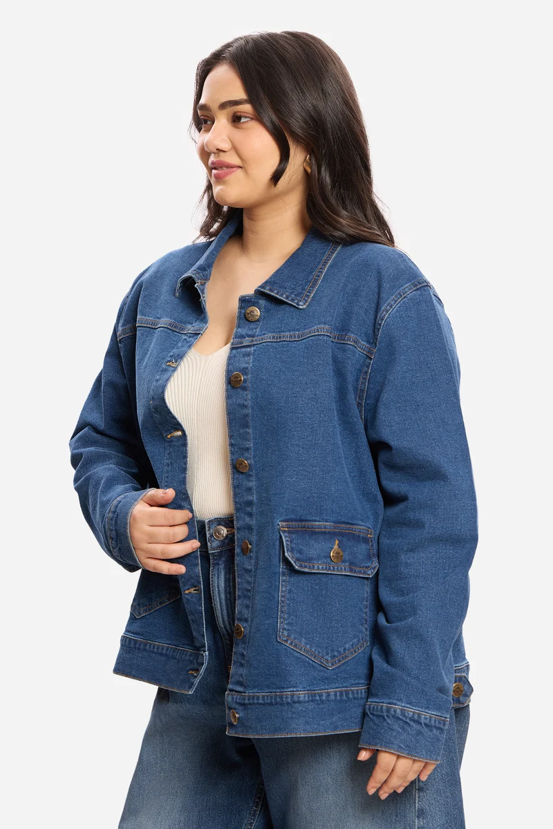 Adelaine|Cotton Denim Jacket