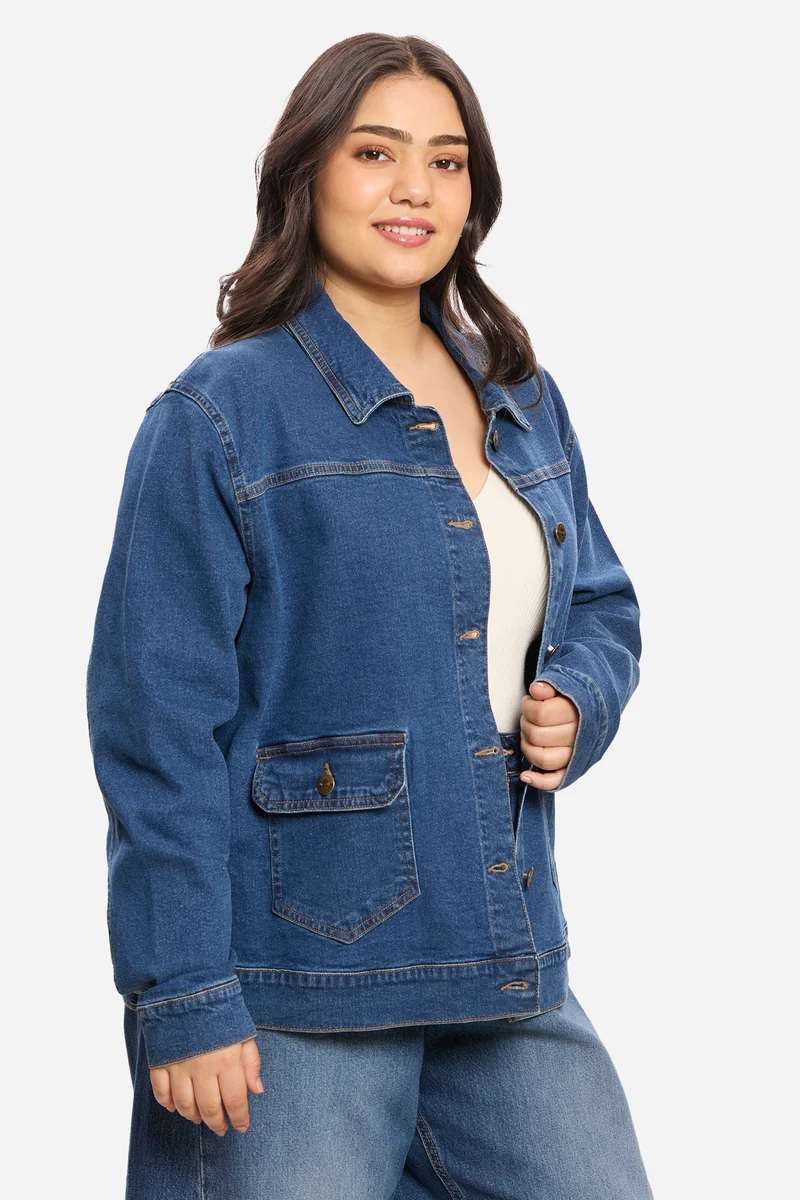 Adelaine|Cotton Denim Jacket