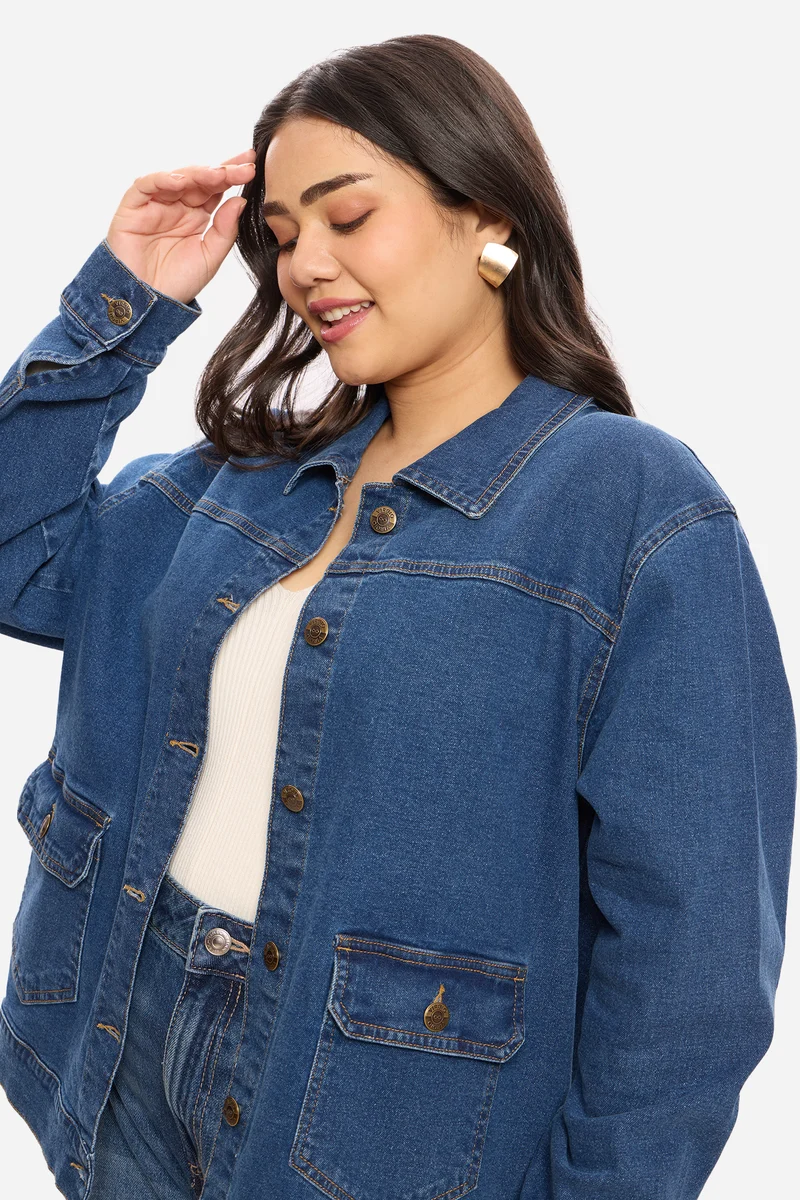 Adelaine|Cotton Denim Jacket