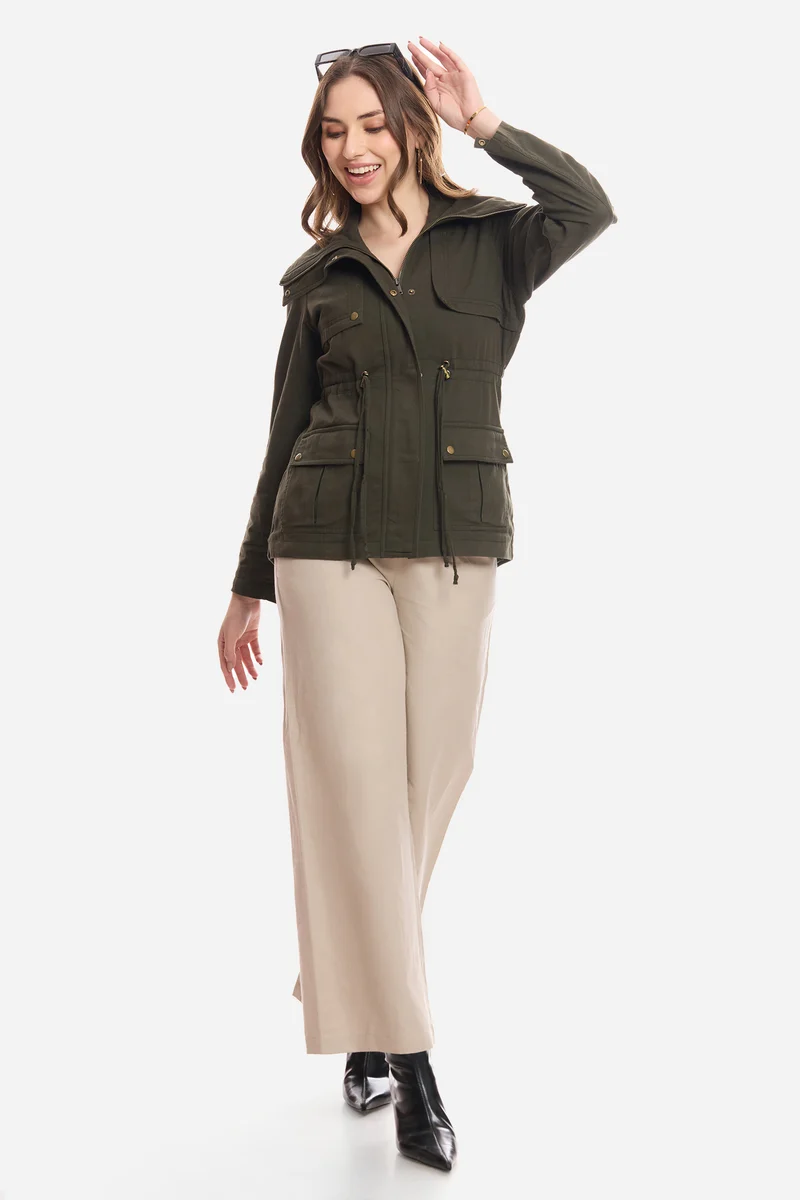 Lile|100% Cotton Utility Jacket With Flange