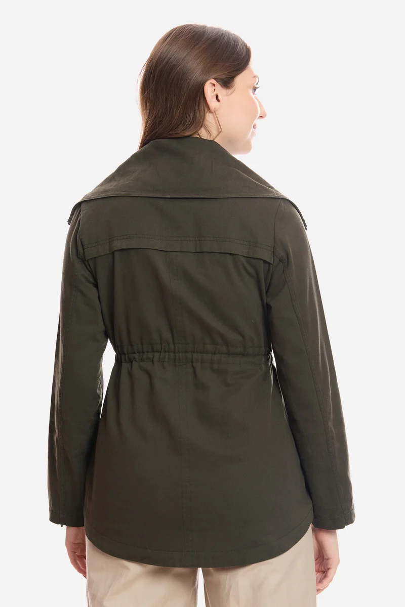 Lile|100% Cotton Utility Jacket With Flange
