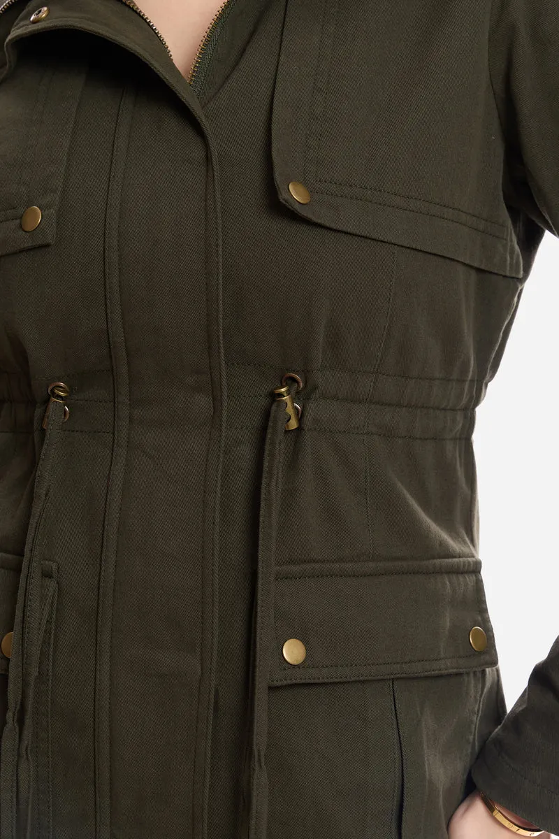 Lile|100% Cotton Utility Jacket With Flange