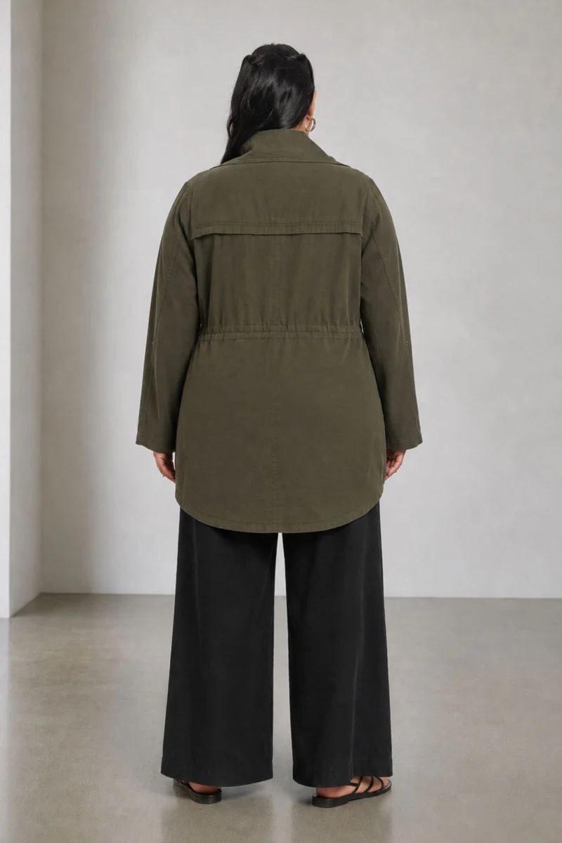 Himasha|100% Cotton Longline Utility Jacket