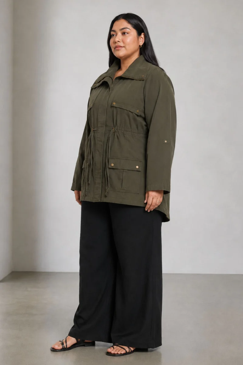 Himasha|100% Cotton Longline Utility Jacket