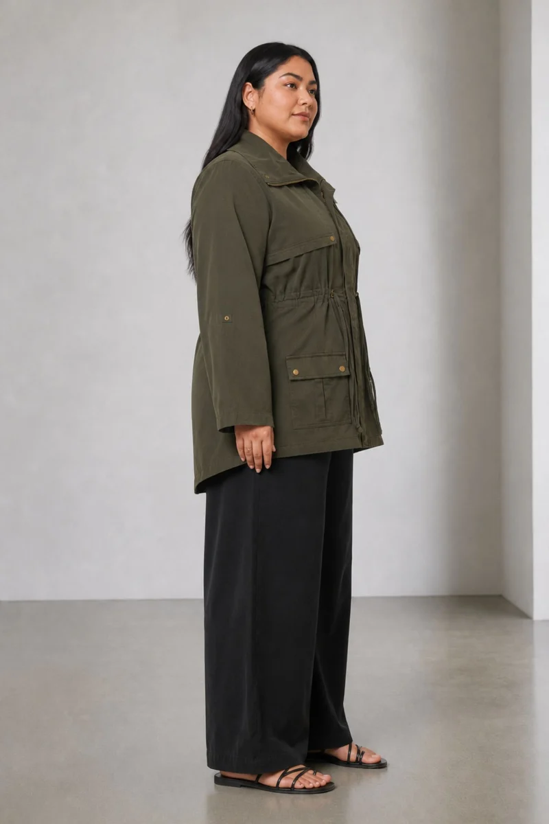 Himasha|100% Cotton Longline Utility Jacket