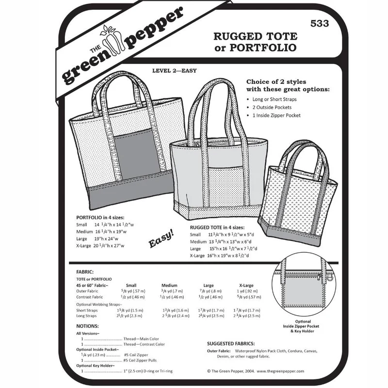 Patron de couture PDF | Sac fourre-tout & Porte-documents robustes | The Green Pepper