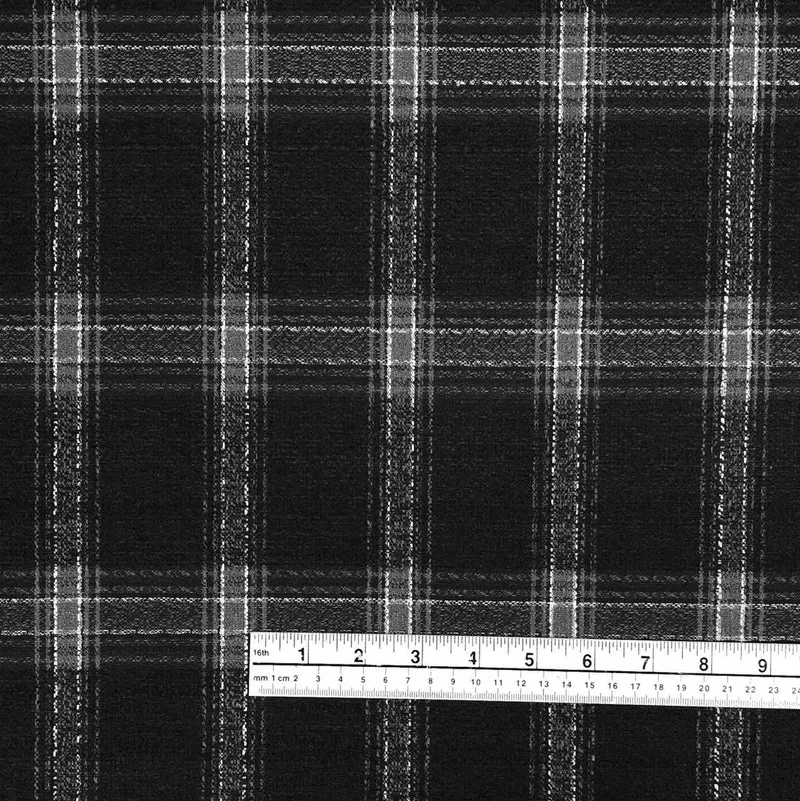 Flanelle de coton haut de gamme | Carreaux Noirs tissés teints