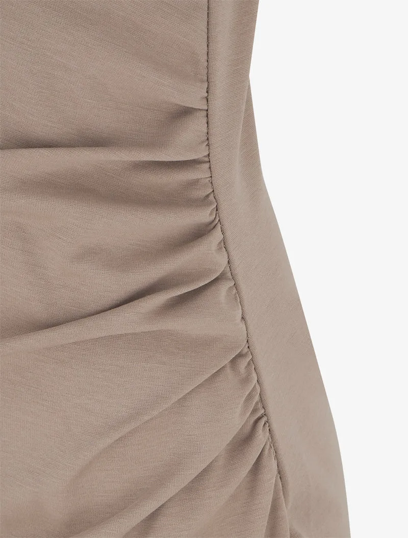 Robe sans manches style portefeuille à effet drapé - Beige
