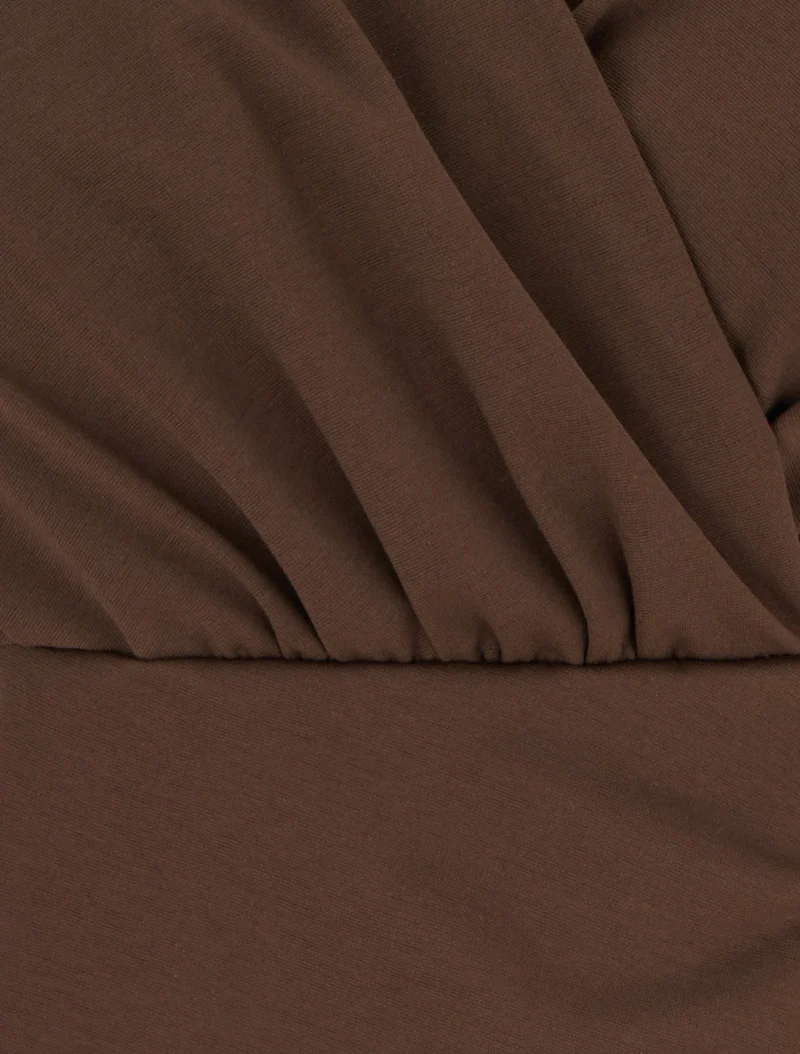 Robe sans manches style portefeuille à effet drapé - Marron
