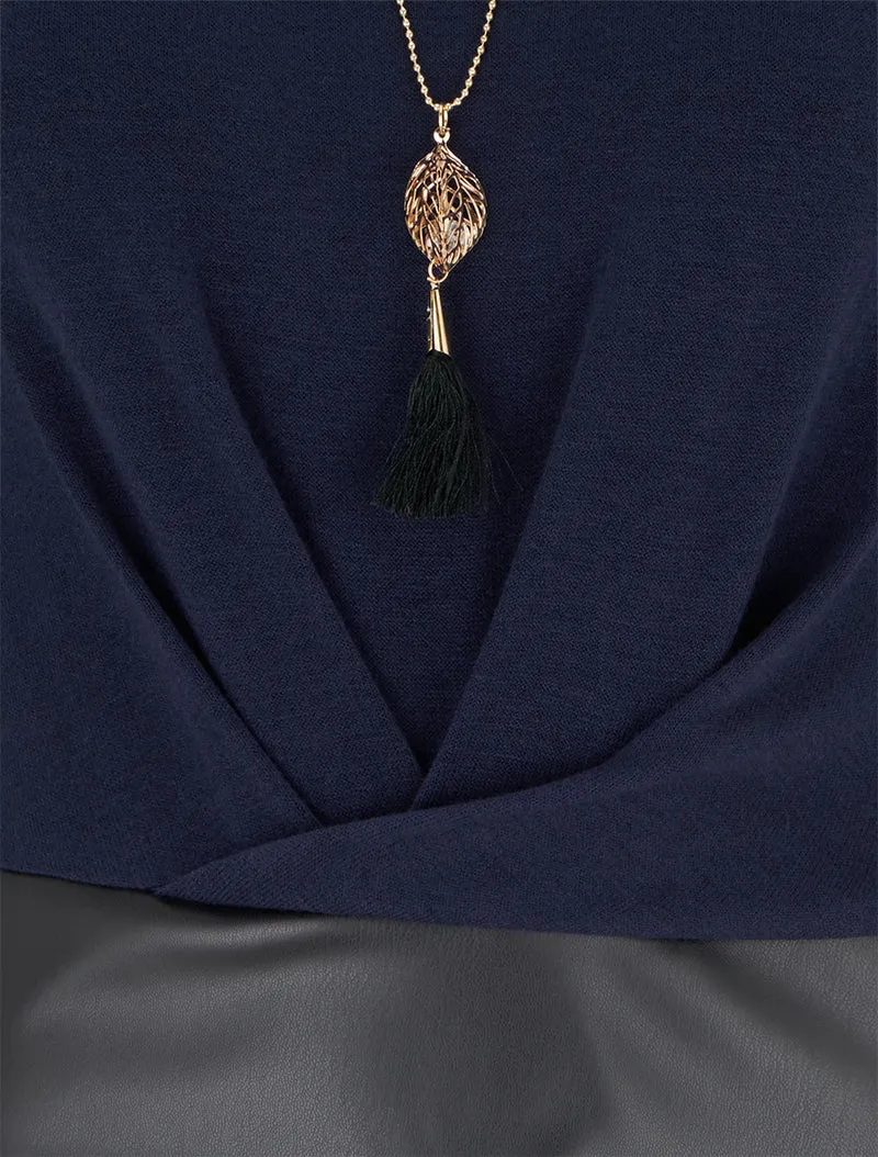 Robe portefeuille bimatière - Marine