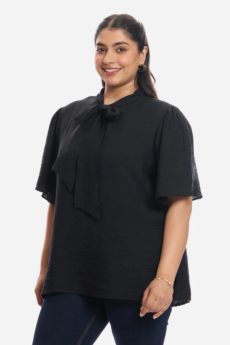 Amishi|Viscose Blouse With Flutter Sleeves