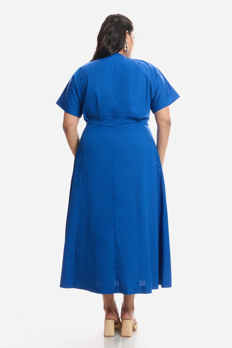 Arlet|Cotton Pleated Midi Shirt Dress