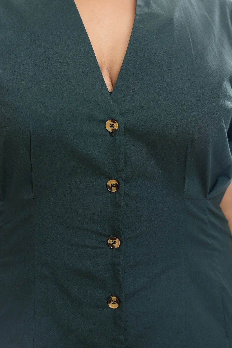 Dawa|Cotton Pleated Midi Shirt Dress