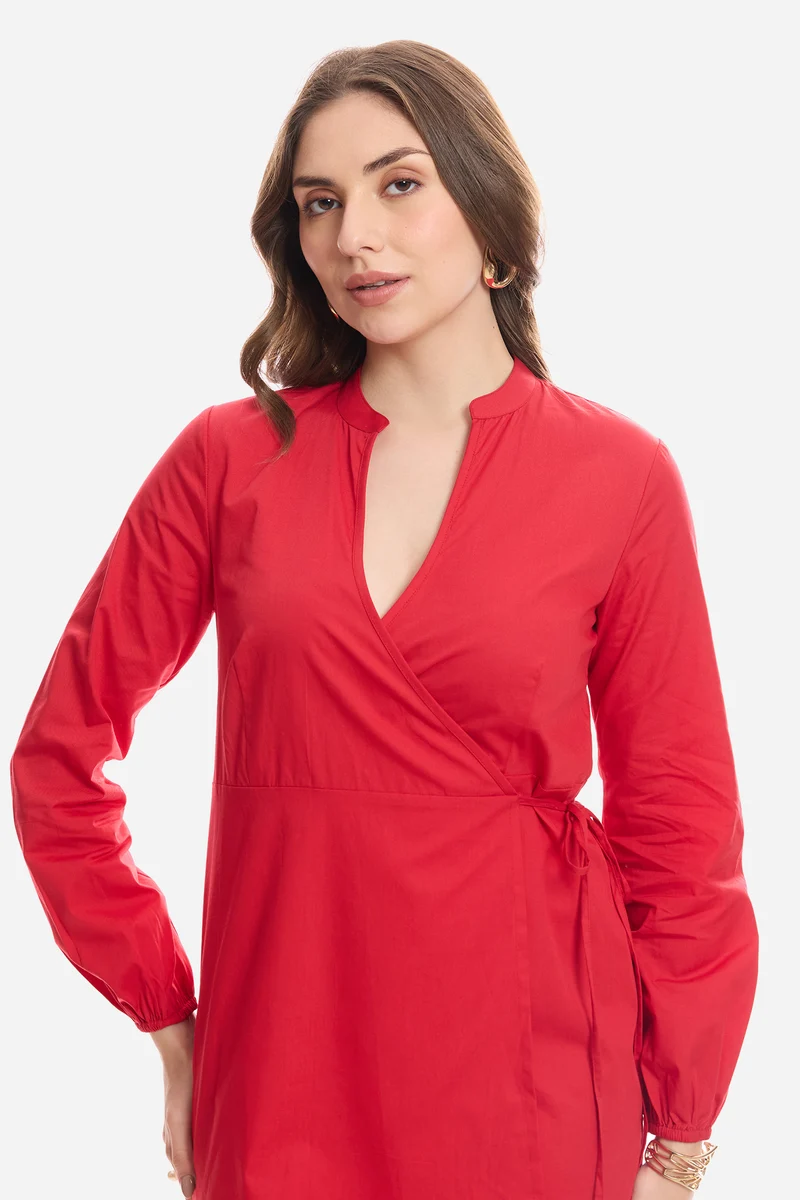 Caela|100% Cotton Wrap Mini Dress