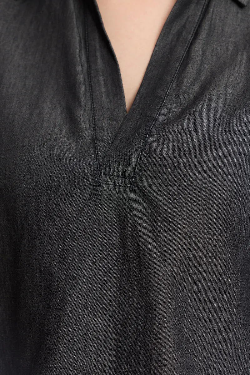 Liory|100% Cotton Dolman Sleeve Denim Top