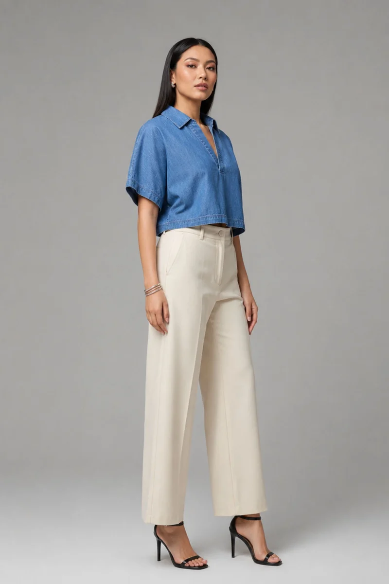 Calla|100% Cotton Dolman Sleeve Denim Top