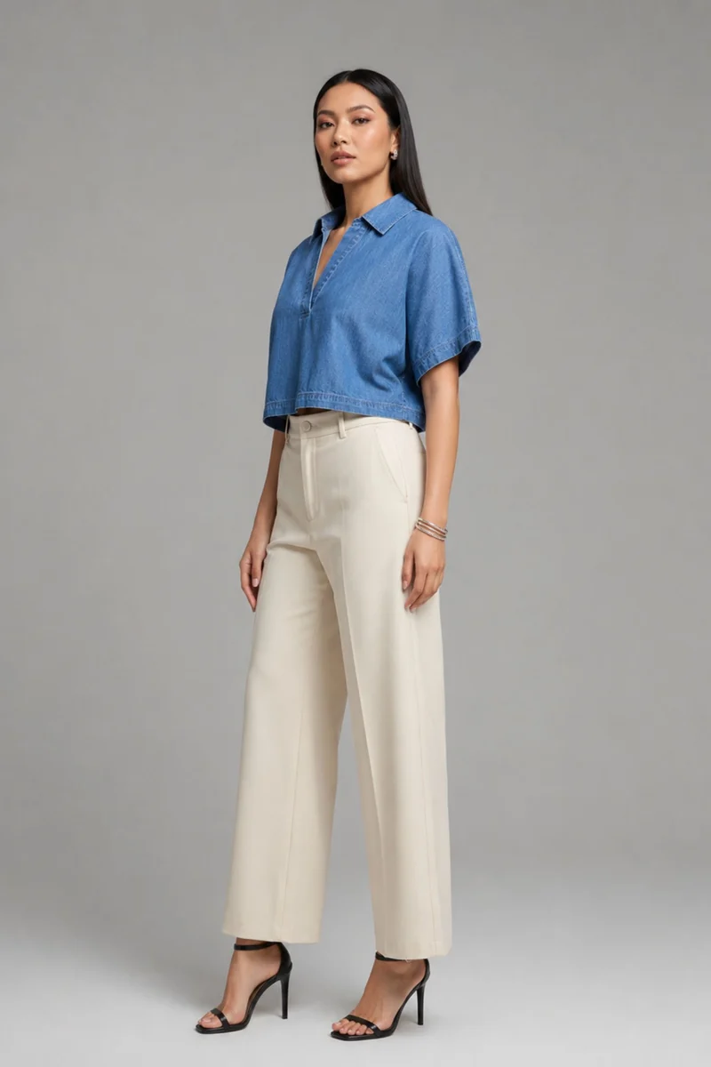 Calla|100% Cotton Dolman Sleeve Denim Top
