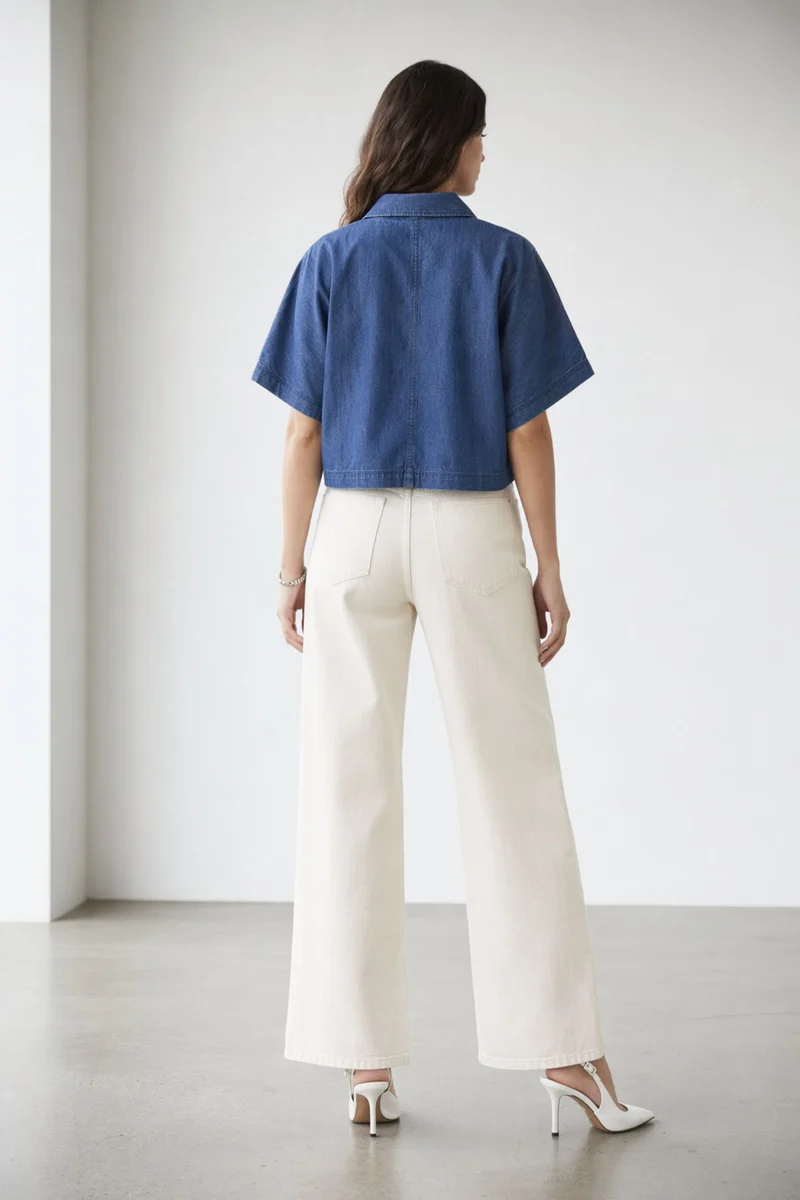 Astra|100% Cotton Dolman Sleeve Denim Top