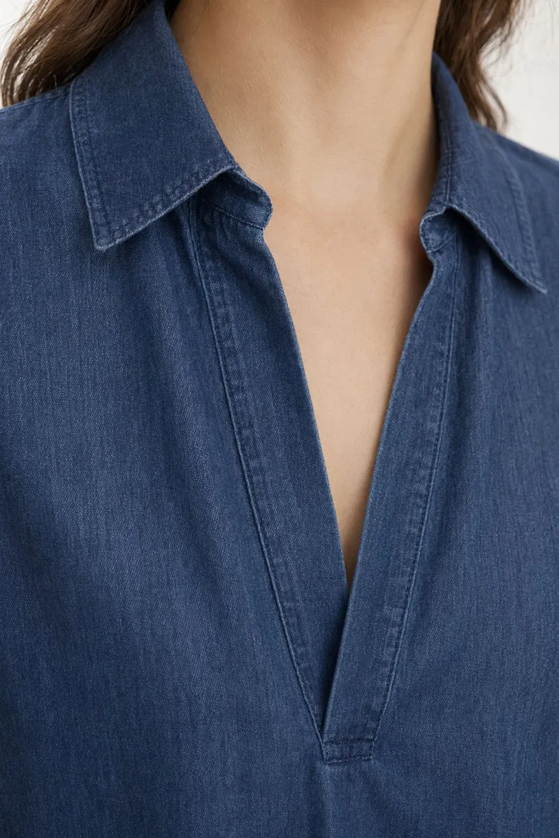 Astra|100% Cotton Dolman Sleeve Denim Top