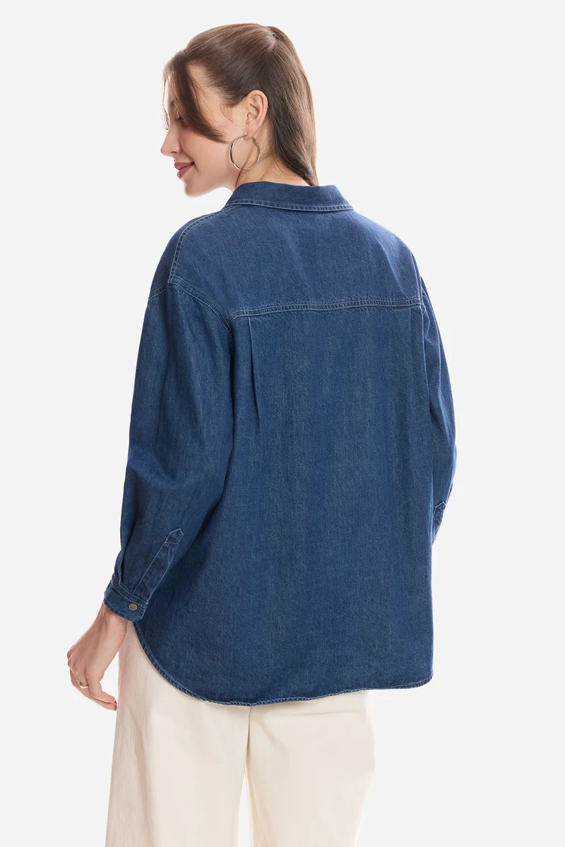 Harun|100% Cotton Snap Detail Shirt