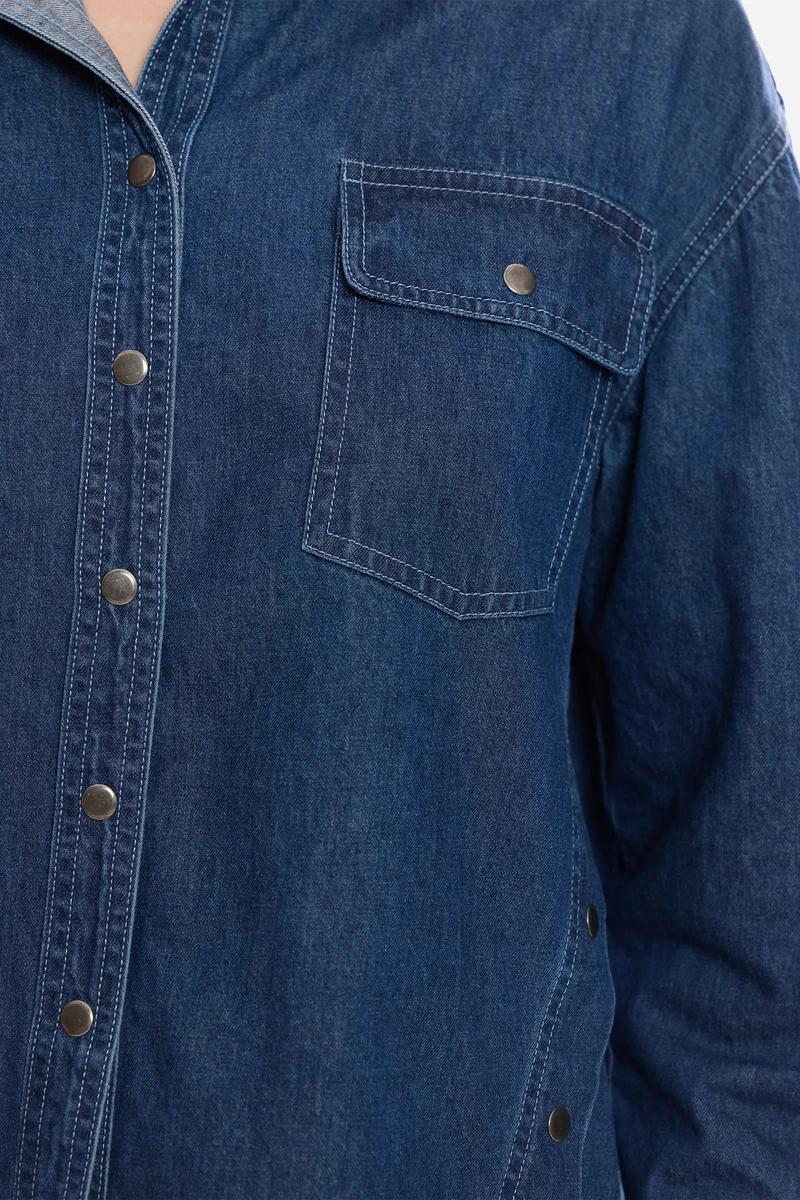 Harun|100% Cotton Snap Detail Shirt