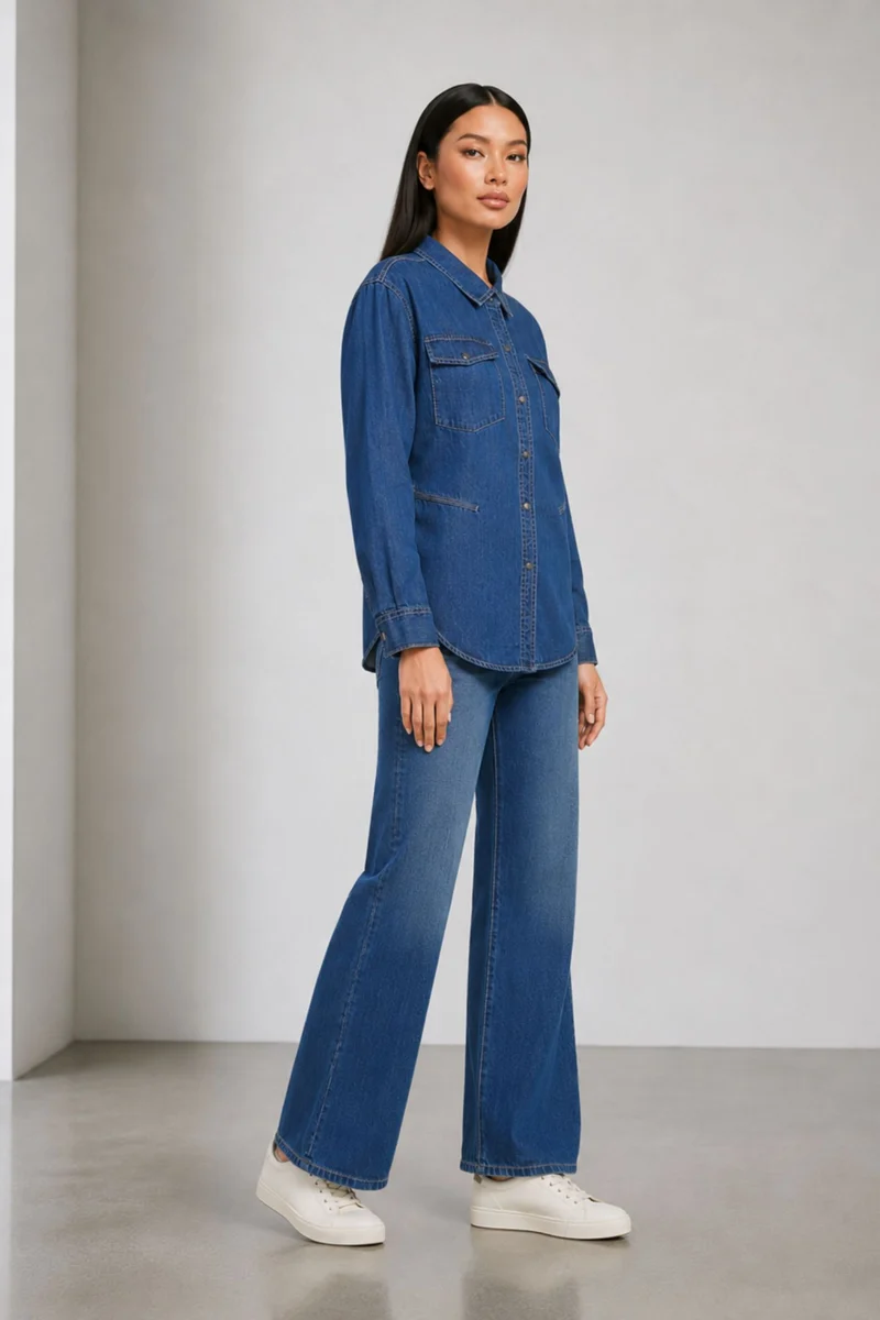 Eledee|100% Cotton Denim Oversizedshirt