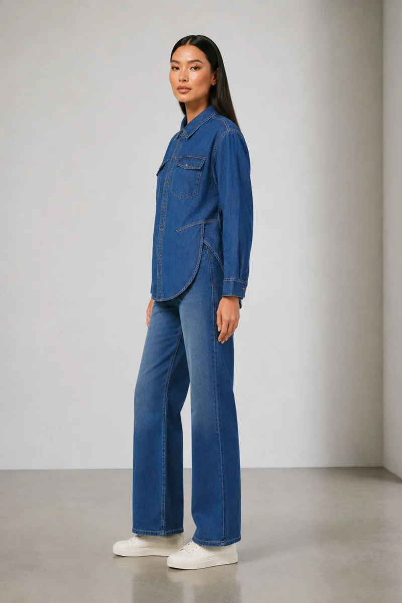 Eledee|100% Cotton Denim Oversizedshirt