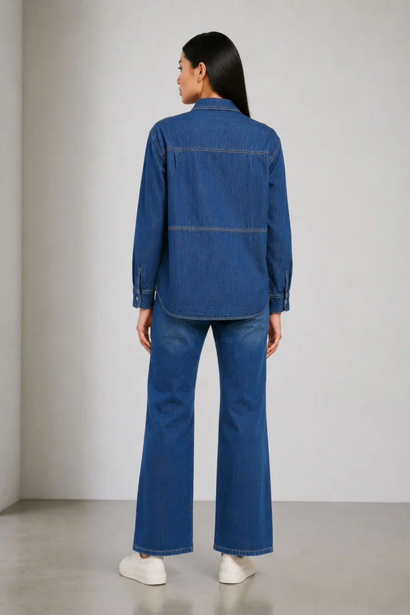 Eledee|100% Cotton Denim Oversizedshirt