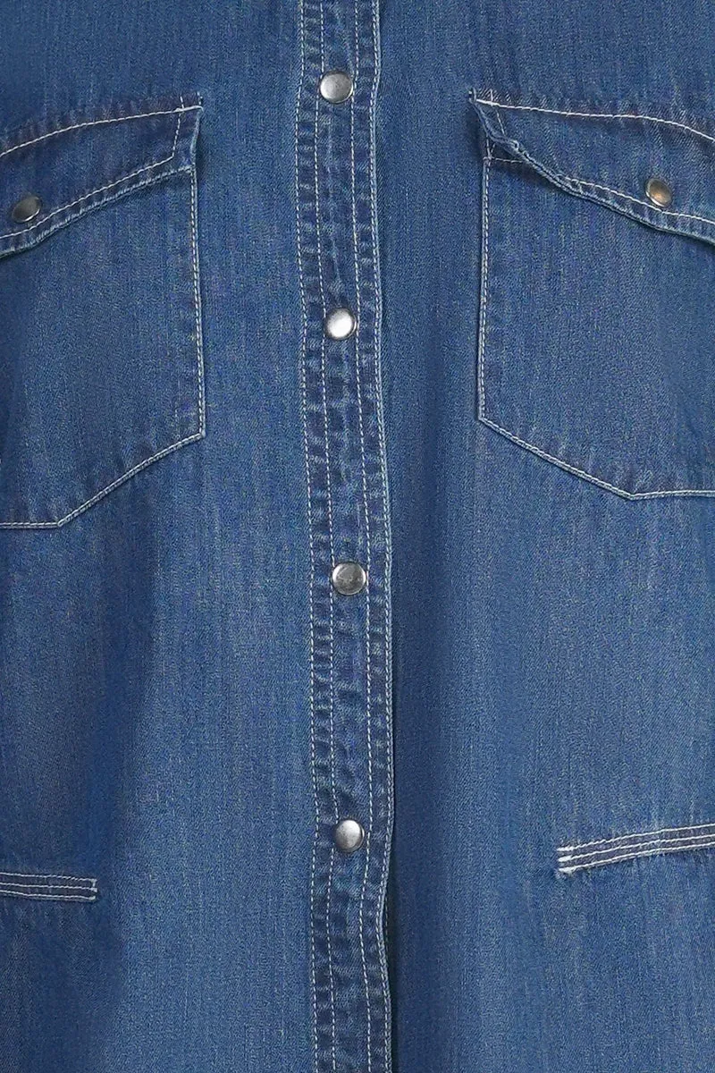 Eledee|100% Cotton Denim Oversizedshirt