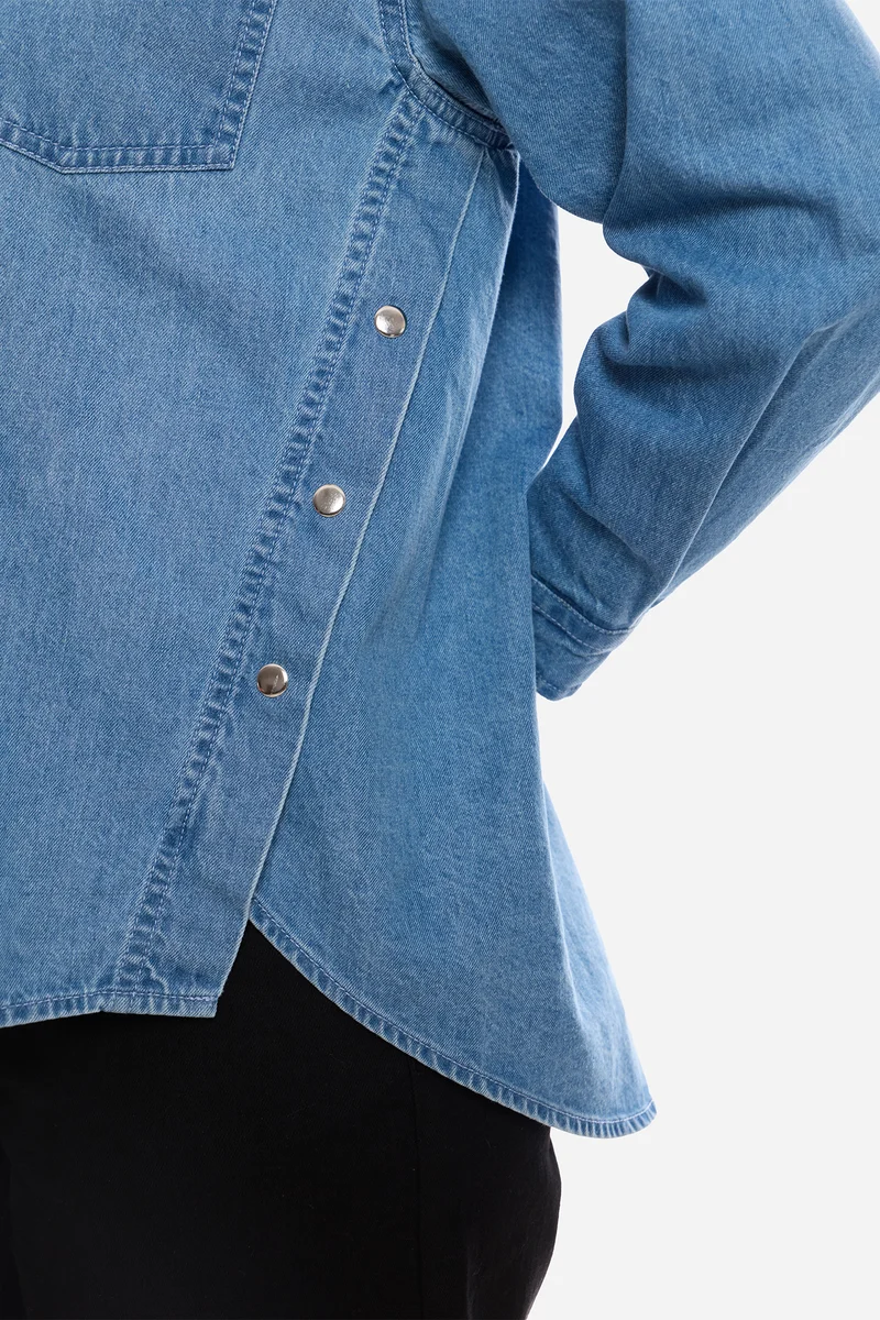 Ferhat|100% Cotton Snap Detail Shirt