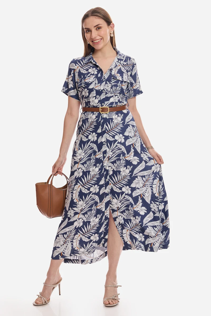Bute|100% Viscose Twill Maxi Shirt Dress