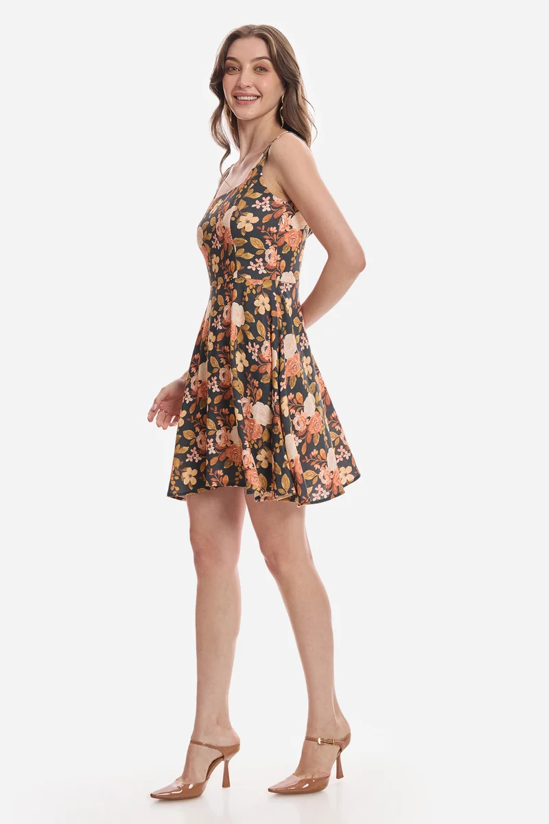 Liza|Lyocell Square Neck Mini Dress