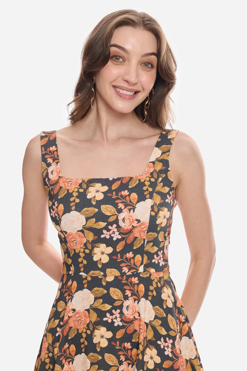 Liza|Lyocell Square Neck Mini Dress