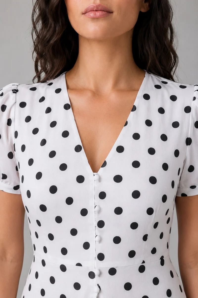 Ailis|100% Viscose V-Neck Gathered Dress
