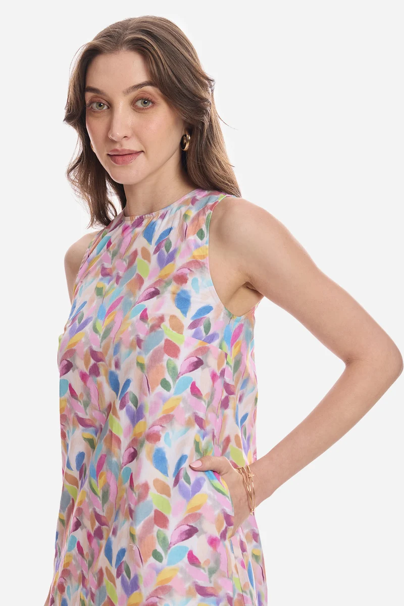 Nurgul|100% Cotton Tent Mini Dress