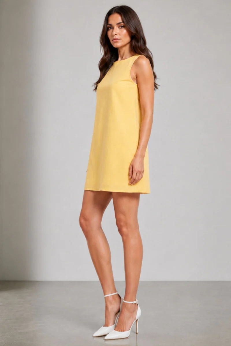 Maebhel|100% Cotton Slub A Line Mini Dress
