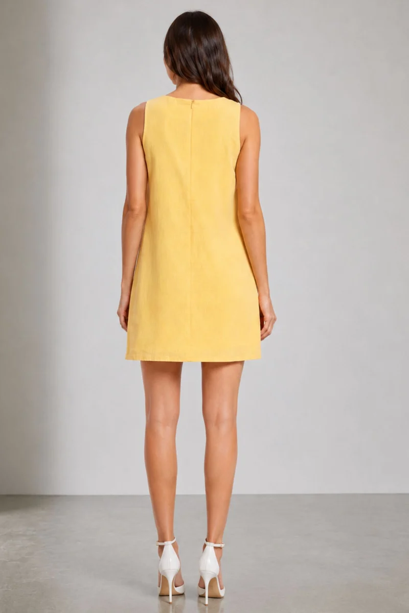 Maebhel|100% Cotton Slub A Line Mini Dress