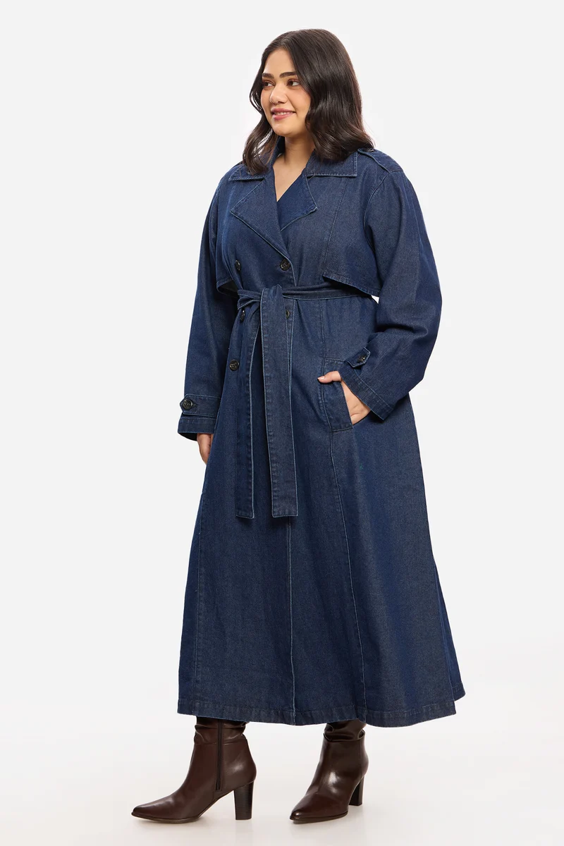 Julian|100% Cotton Denim Trench Coat