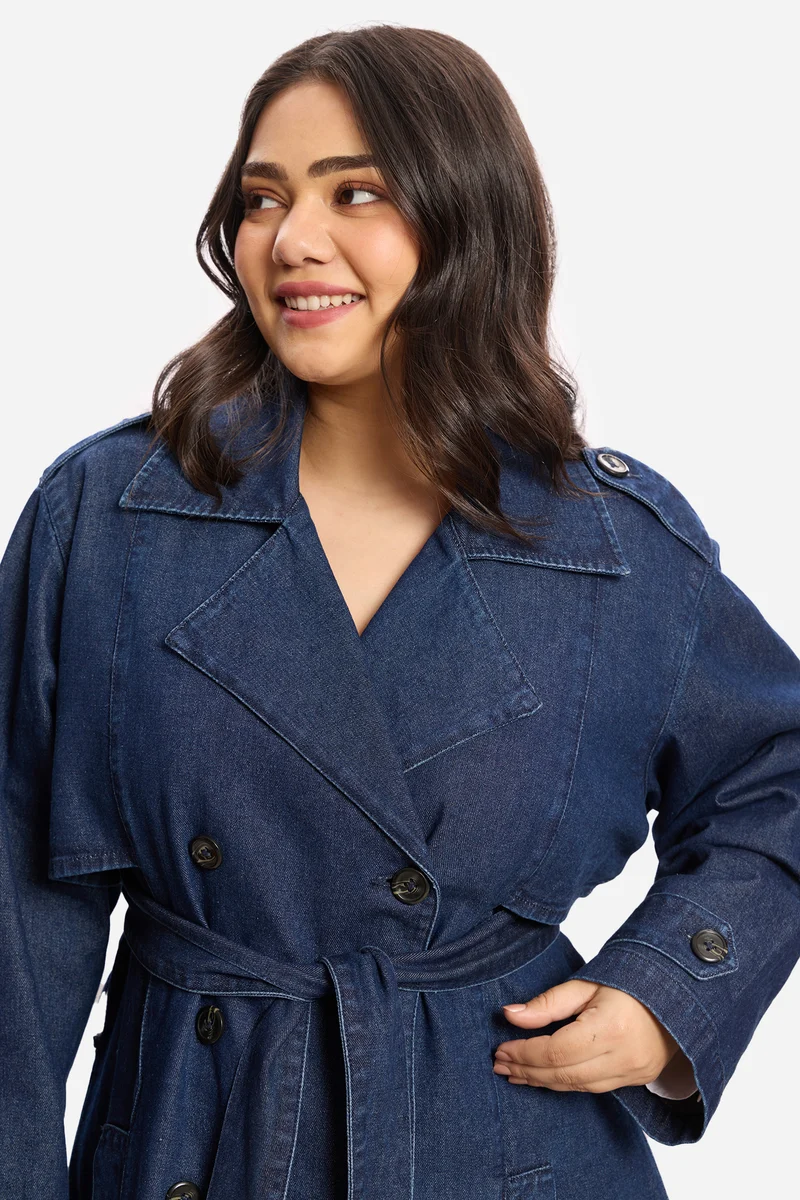 Julian|100% Cotton Denim Trench Coat