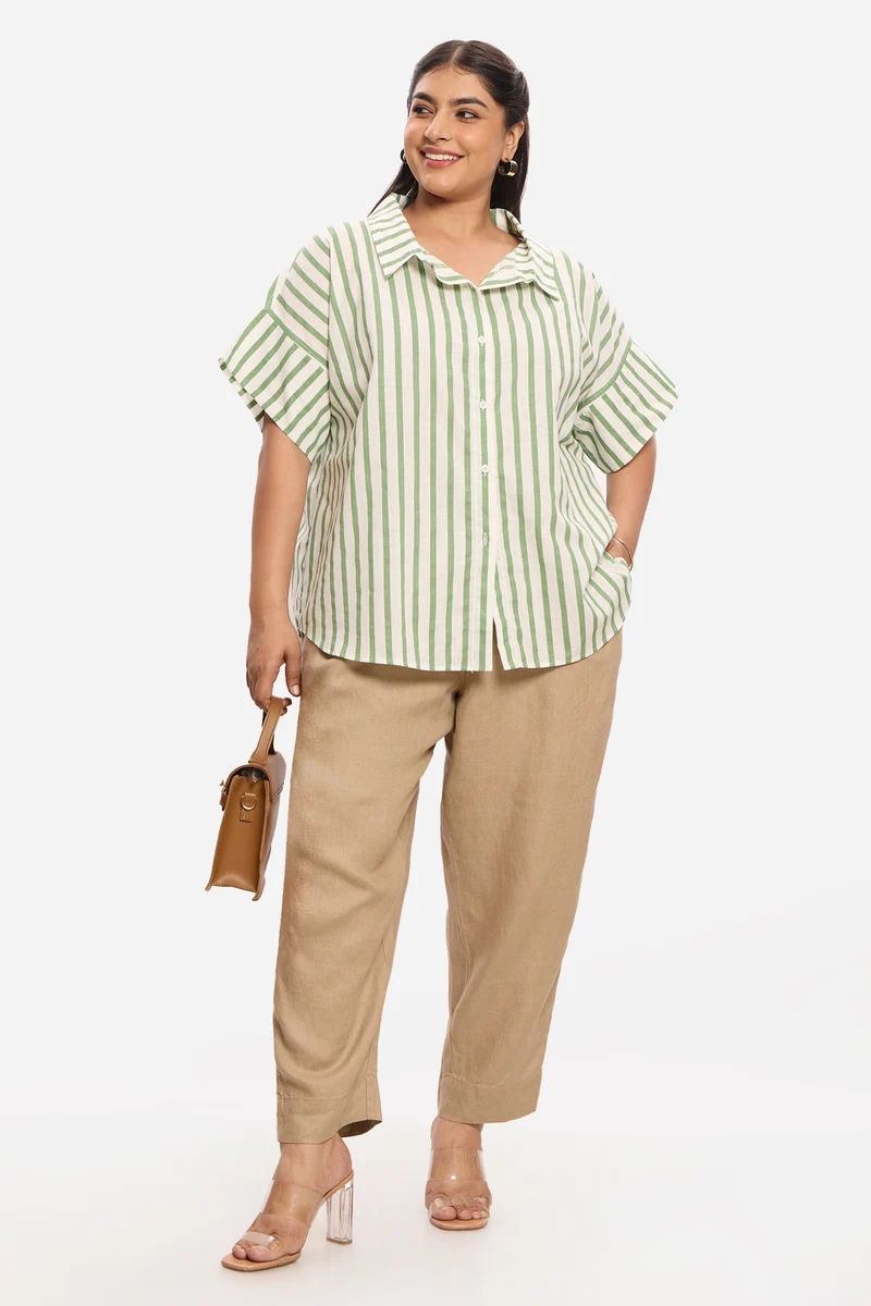 Katarzyna|100% Cotton Shirt With Collar Detail