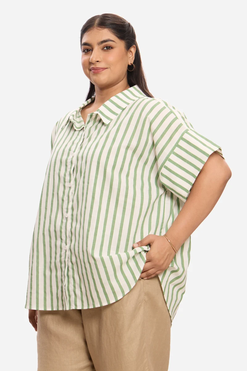 Katarzyna|100% Cotton Shirt With Collar Detail
