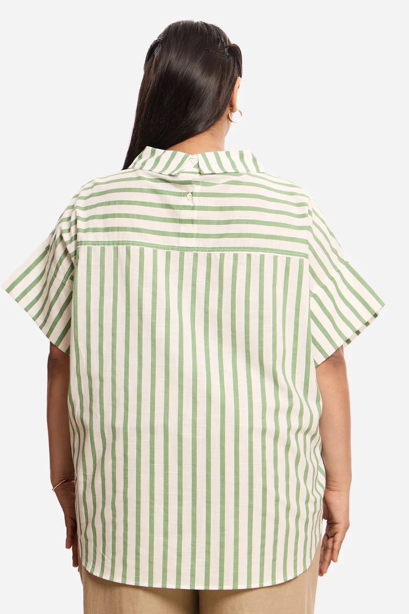 Katarzyna|100% Cotton Shirt With Collar Detail