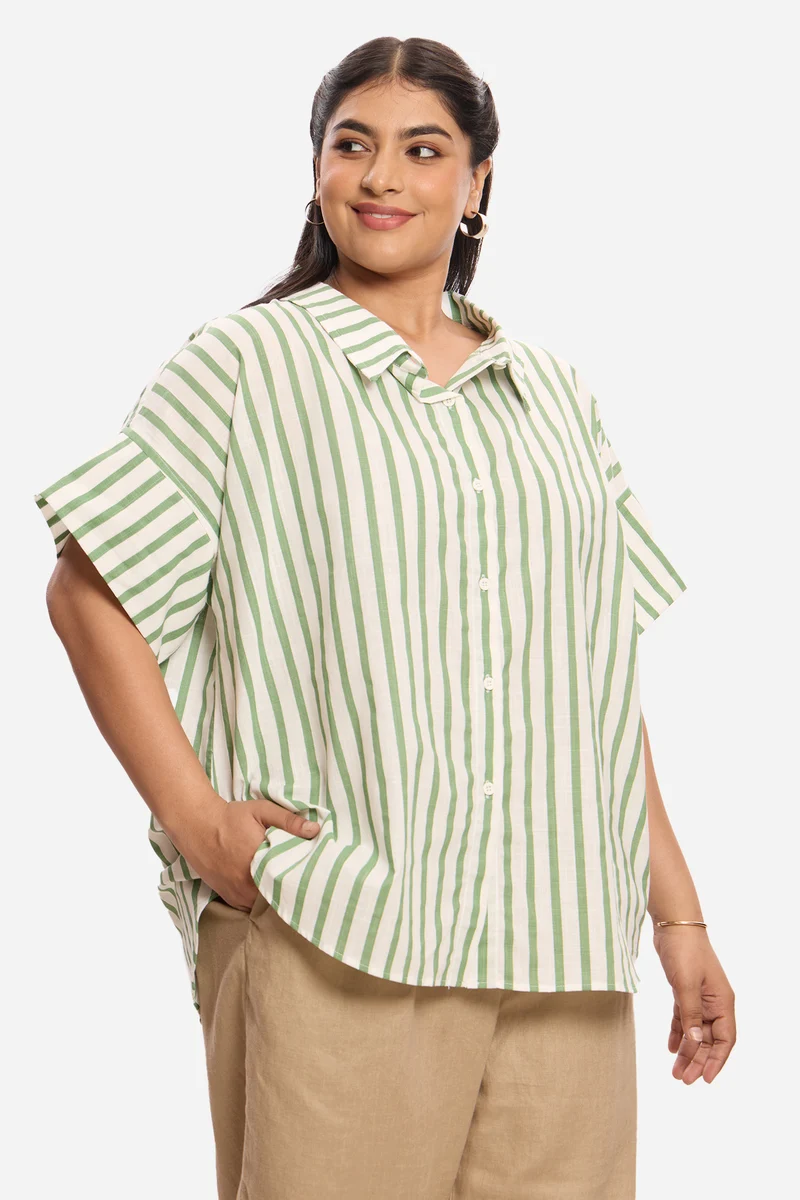 Katarzyna|100% Cotton Shirt With Collar Detail