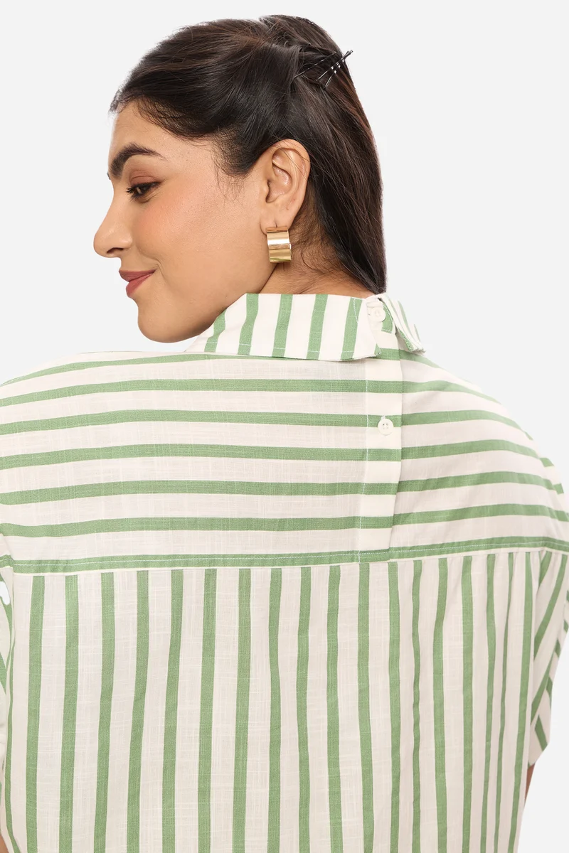 Katarzyna|100% Cotton Shirt With Collar Detail