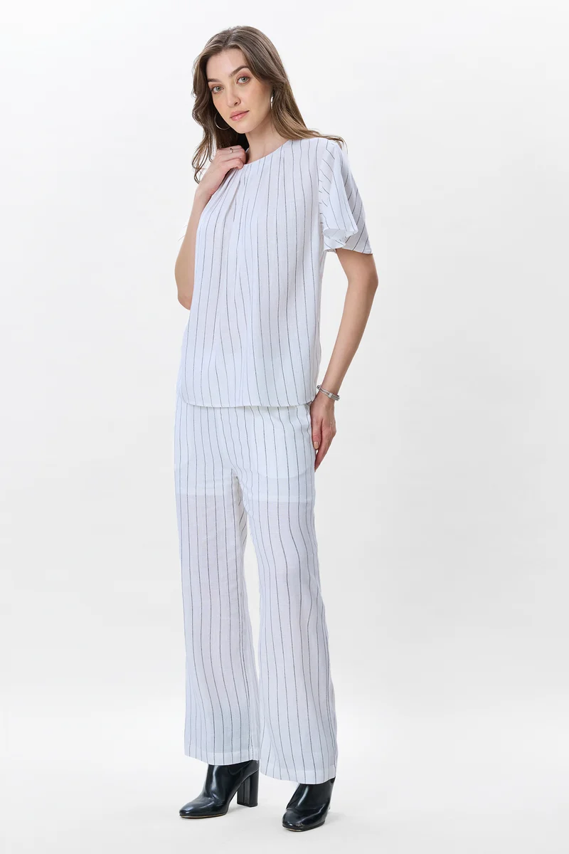Kori| Linen Striped Bell Sleeve Co-Ord
