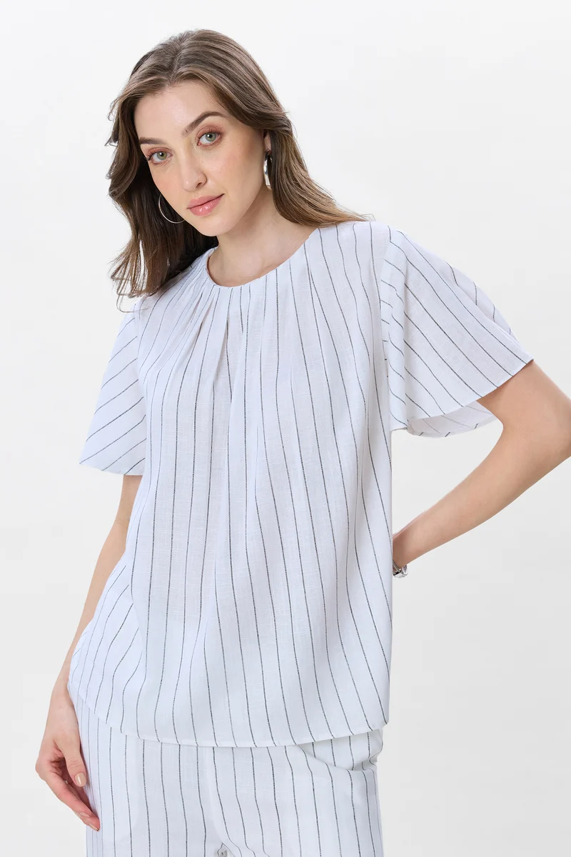 Kori| Linen Striped Bell Sleeve Co-Ord