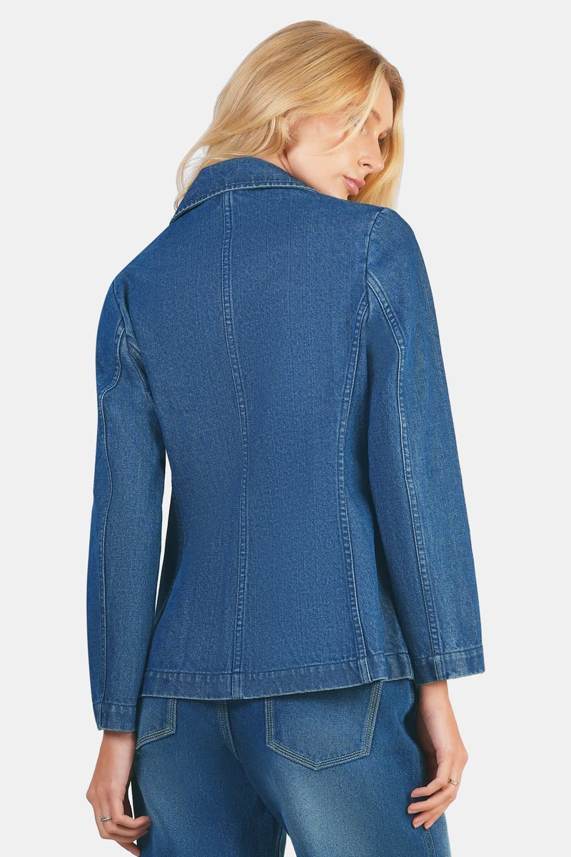 Shony|100% Cotton Single Breasted Denim Blazer