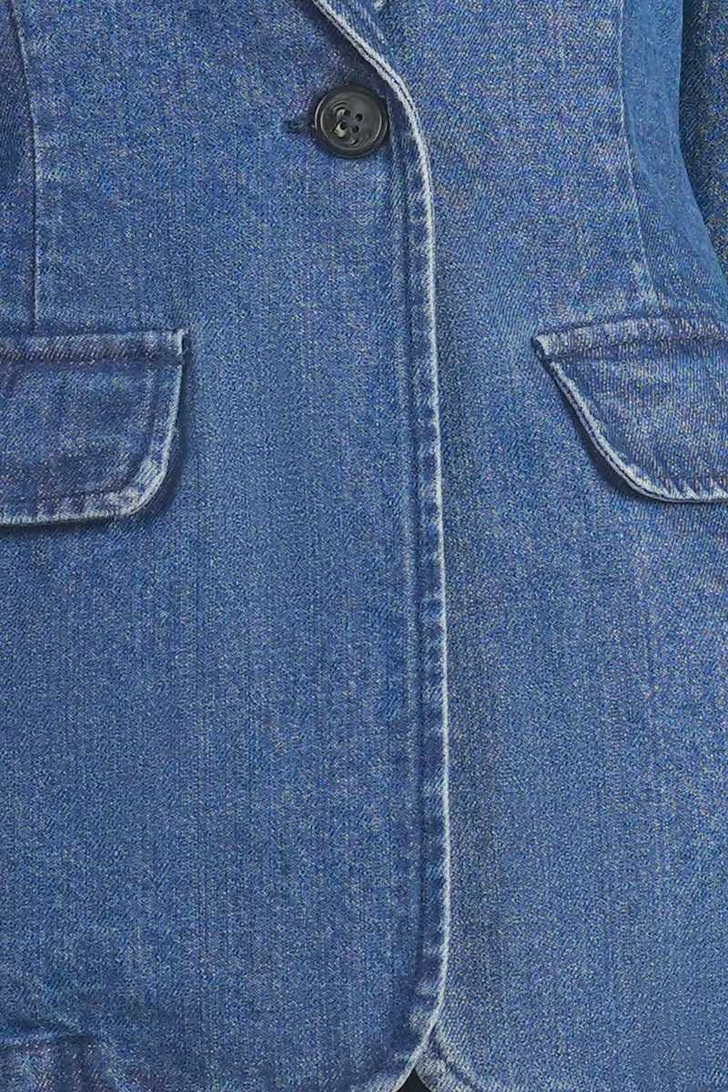 Shony|100% Cotton Single Breasted Denim Blazer